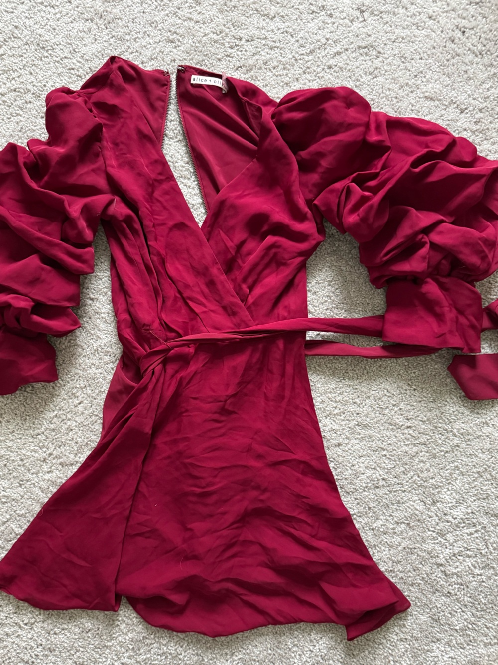 Alice + Olivia One-Shoulder Ruffle Red Dress